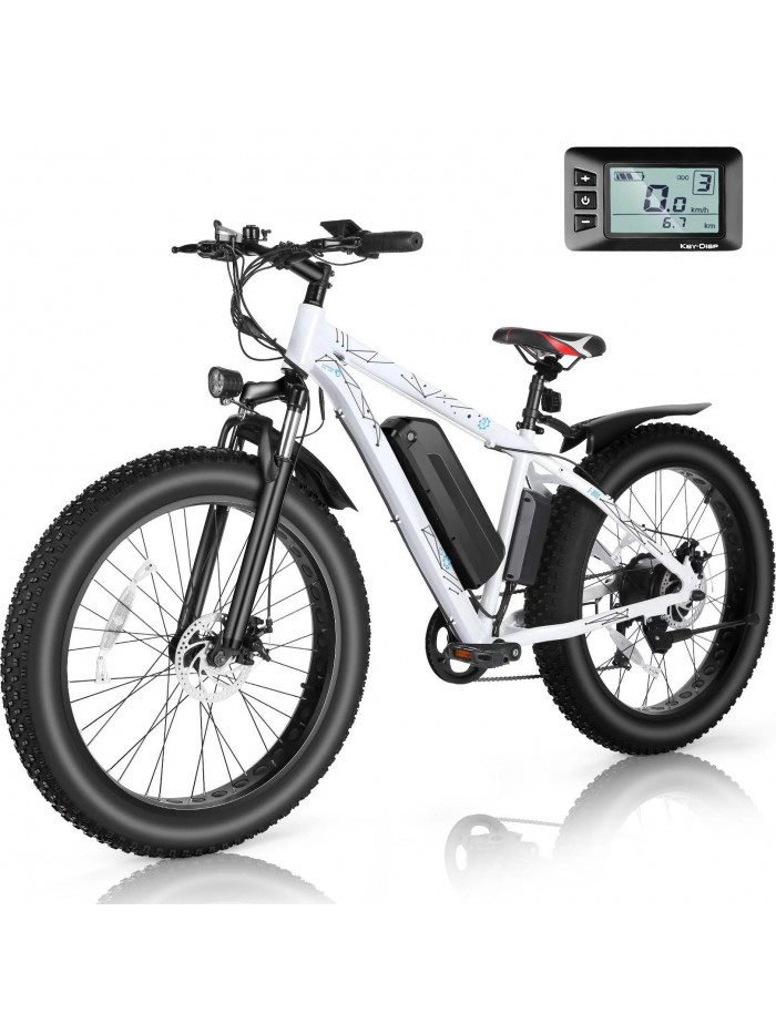 Gocio 500W Adult Electric Bike Fat Tire Ebike, 26" 4.0inch Electric Mountain Bike with 48V Battery, up to 50Miles/19Mph, Suspension Fork, 7 Speed Electric Bicycle for Adults Women Men