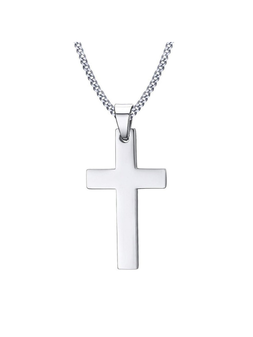 Stainless Steel Cross Pendant Chain Necklace for M...