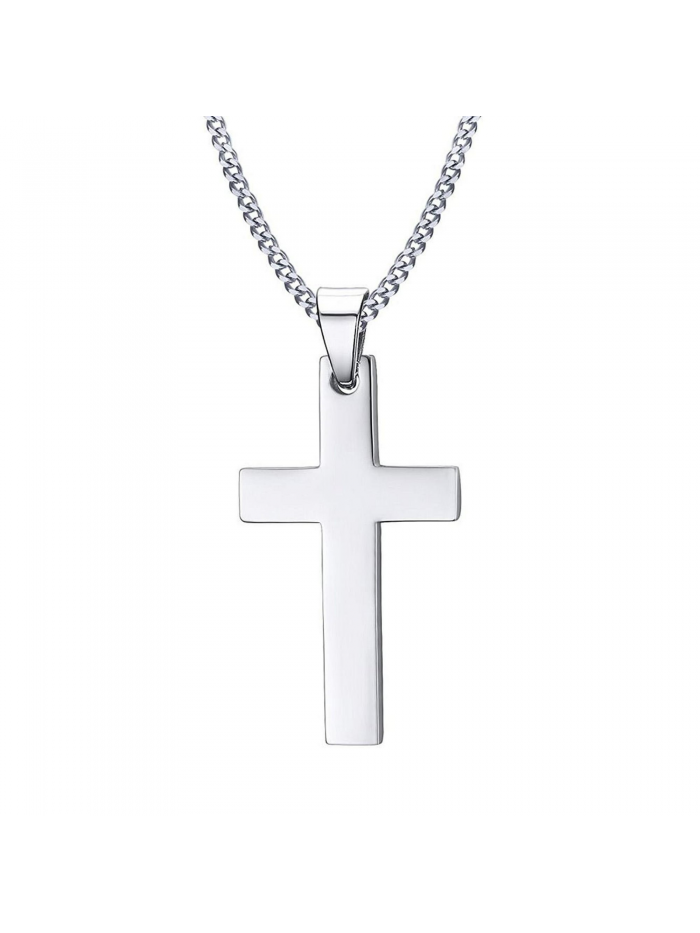 Stainless Steel Cross Pendant Chain Necklace for Men Women Jewelry Gift