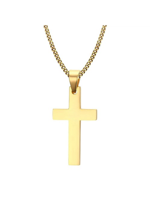 Cross Necklace for Men Figaro Chain Stainless Stee...