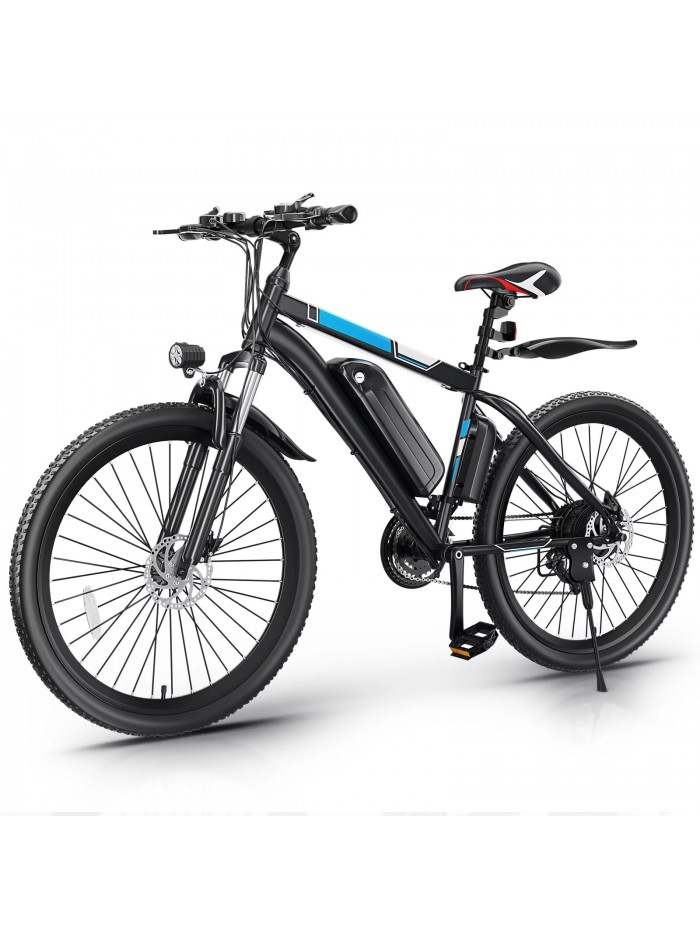 Gocio 26" 500W Electric Bike Adult Electric Bicycle with Cruise Control System, Electric Commuter Bike with Removable 374.4Wh Lithium-Ion Battery Range 50 Miles, 21 Speed Electric Mountain Bike