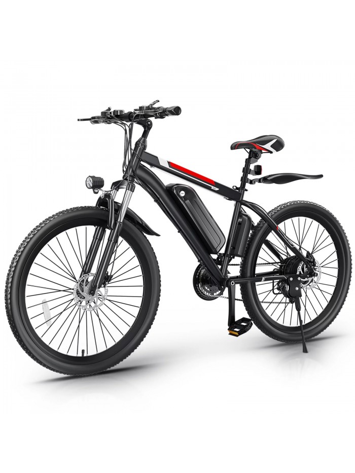 Gocio 26" 500W Electric Bike Adult Electric Bicycle with Cruise Control System, Electric Commuter Bike with Removable 374.4Wh Lithium-Ion Battery Range 50 Miles, 21 Speed Electric Mountain Bike