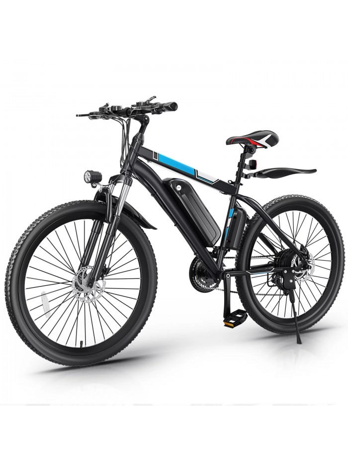 Elifine 500W Electric Bike for Adults, 26" Mountain Electric Bicycle with 5 Riding Modes Ebike, 48V 7.8Ah Battery, Shimano 21 Speed, 19.8 mph Aluminum Alloy Electric Commuter Bike