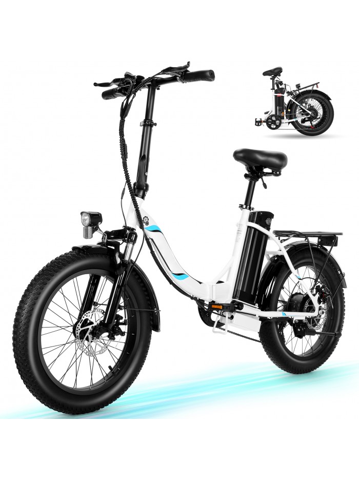 Elifine 500W Foldable Electric Bike, 20" x 3.0" Ebike with 5 Riding Modes Electric Bike for Adults, 48V 10.4Ah Battery UL 2849, Max. 19.8mph Commuter City Electric Bicycle for Men Women