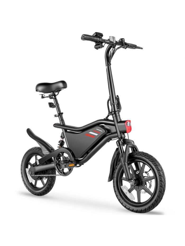  Elifine Peak 500W Foldable Electric Bike for Adults, 48V 374.4Wh City Ebike, Full Suspensions, LCD, 19.8Mph Commtur E-Bike, 14" Small E-Bike, Electric Cycle UL 2849 Black