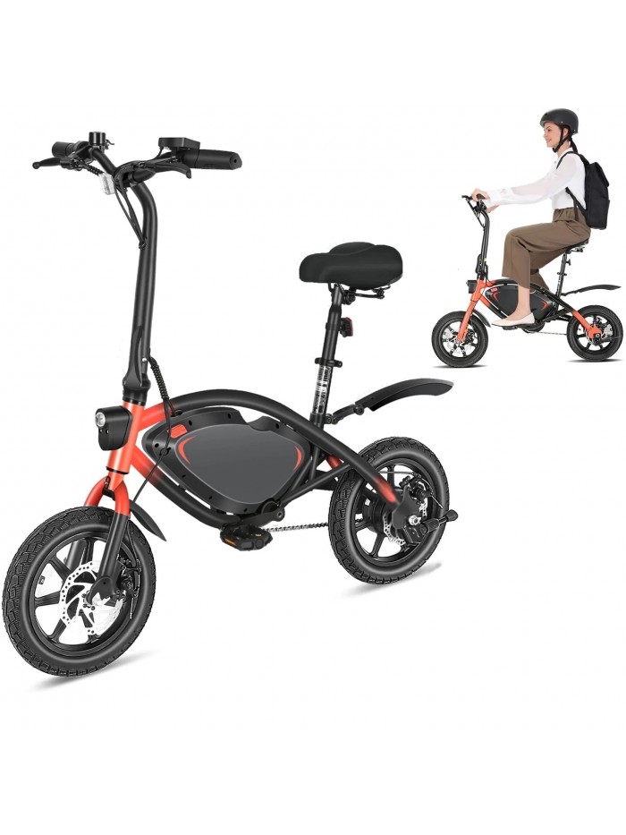 Elifine Peak 500W Electric Bike for Adults, 14" Foldable Electric Bicycles, 48V 7.8Ah City Commuter Cruiser Ebikes, Max 20mph, One-Piece Tire for Adults Women UL2849